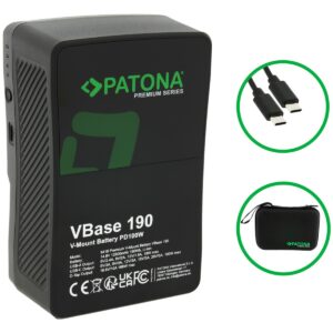 Premium V-Mount battery VBase 190 PD100W 190Wh USB-C USB-A D-Tap Samsung cells incl. hard case